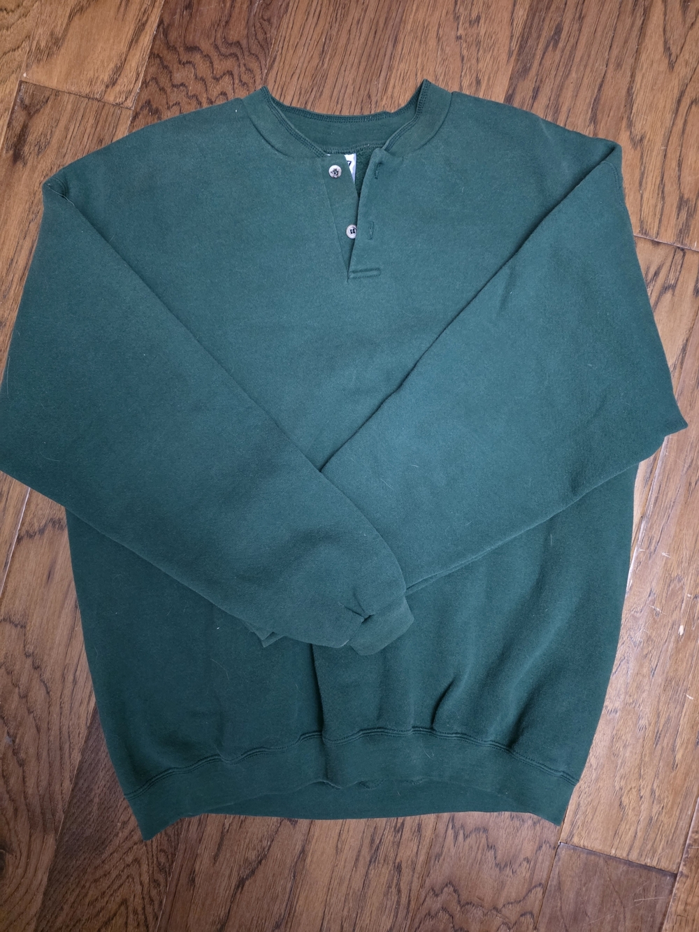 Lee Men's Dark Green Crewneck Henley Sweatshirt Vintage